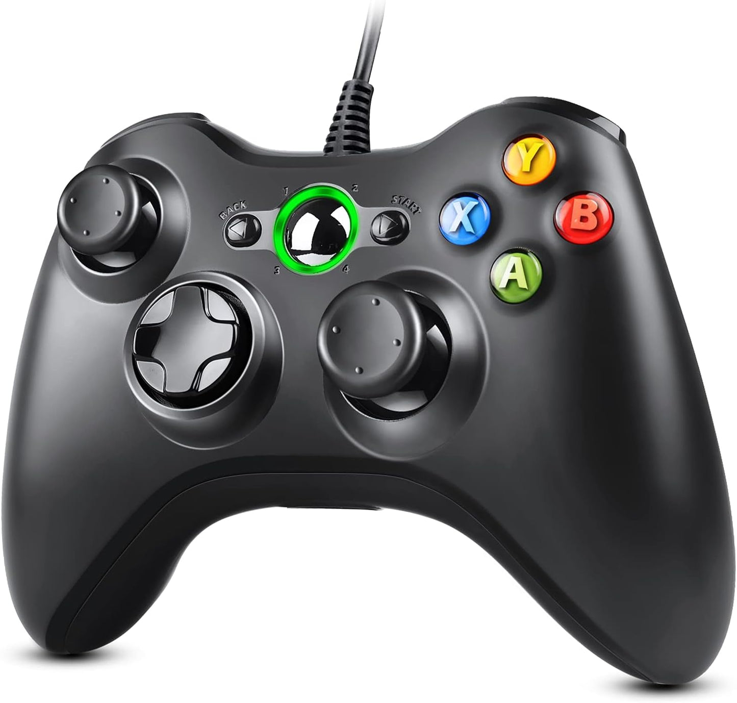 Game Controller for Xbox 360 & PC, USB Xbox 360 Controller with Dual Vibration, Compatible with Microsoft Xbox 360/Xbox 360 Slim & Windows 7/8/8.1/10 (Wired for Xbox 360)