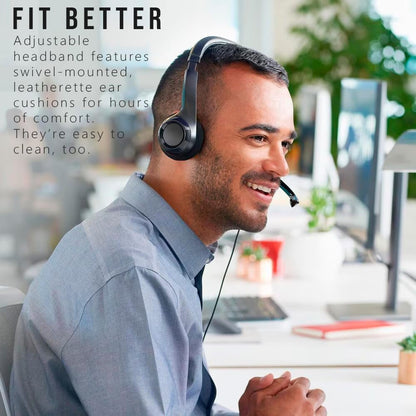 Logitech H390 Wired Headset for PC/Laptop, Stereo Headphones with Noise Cancelling Microphone, USB-A, In-Line Controls, Works with Chromebook - Black