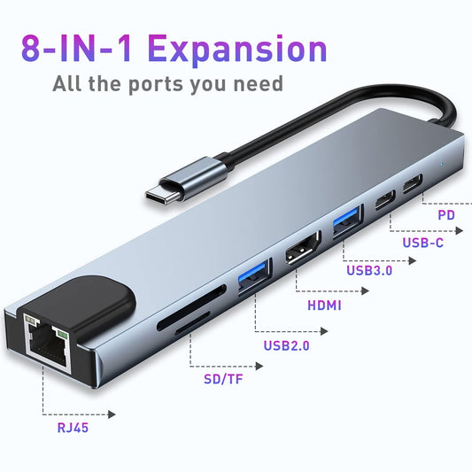 USB C HUB, 8 in 1 USB C